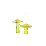 INEKE HANS (*1966 ) FREE-FORM SCULPTURES OF BRIGHT YELLOW TOADSTOOLS 2014, Bohemia Uranium glass,