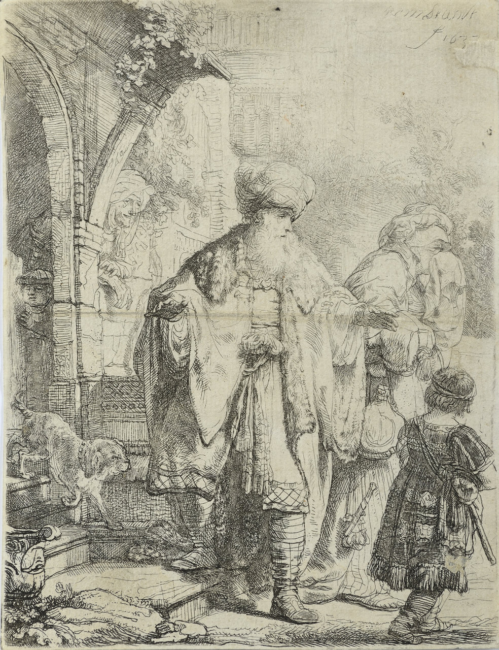 REMBRANDT HARMENSZOON VAN RIJN (1606-1669) ABRAHAM CASTING OUT HAGAR AND ISHMAEL 1637, Netherlands
