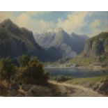 AUGUST BEDRICH PIEPENHAGEN (1791-1868) AN ALPEN LAKE BETWEEN MOUNTAINS 1840s - 1850s, Bohemia