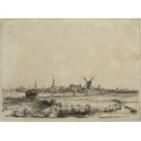 REMBRANDT HARMENSZOON VAN RIJN (1606-1669) VIEW OF AMSTERDAM Around 1640, Netherlands. Fine print,