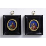 ETERNAL PAINTING--PAIRED MINIATURE PORTRAITS 1670-1680, Italy (Rome) Two paired miniature portraits