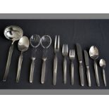 A .800 STD SILVER TWELVE PLACE CUTLERY SET comprising of 12 dinner knives, 12 dinner forks, 12 salad