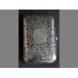 A RUSSIAN SILVER NIELLO CIGARETTE CASE CIRCA 1887, GUSTAV KLINGERT engraved body with monogrammed