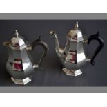 A MID 20TH CENTURY SILVER COFFEE POT SHEFFIELD 1956, H.A. a domed hinged cover, C-form fruitwood