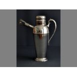 AN ONEIDA SILVERSMITH SILVERPLATE SODA SYPHON C-form handle, tapered body on a circular base,