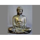 A JAPANESE BRONZE SEATED BUDDHA, MEIJI PERIOD Circa 1870, the Amida Buddha crisply cast with urna