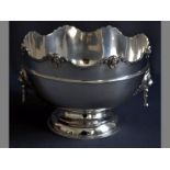 A GEORGE VI SILVER ROSE BOWL SHEFFIELD 1937, S & W Ltd. wavy rim with applied caryatid masks and