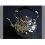 AN .800STD SILVER CONTINENTAL KETTLE DRESDEN swing-over handle, hinged cover with applied floral