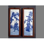 A PAIR OF CHINESE PORCELAIN PANELS, SECOND HALF OF THE  19TH CENTURY under-glazed blue and white