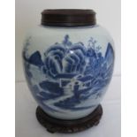 A CHINESE BLUE AND WHITE GINGER JAR, QIANLONG PERIOD Circa 1780, decorated with under-glazed blue,