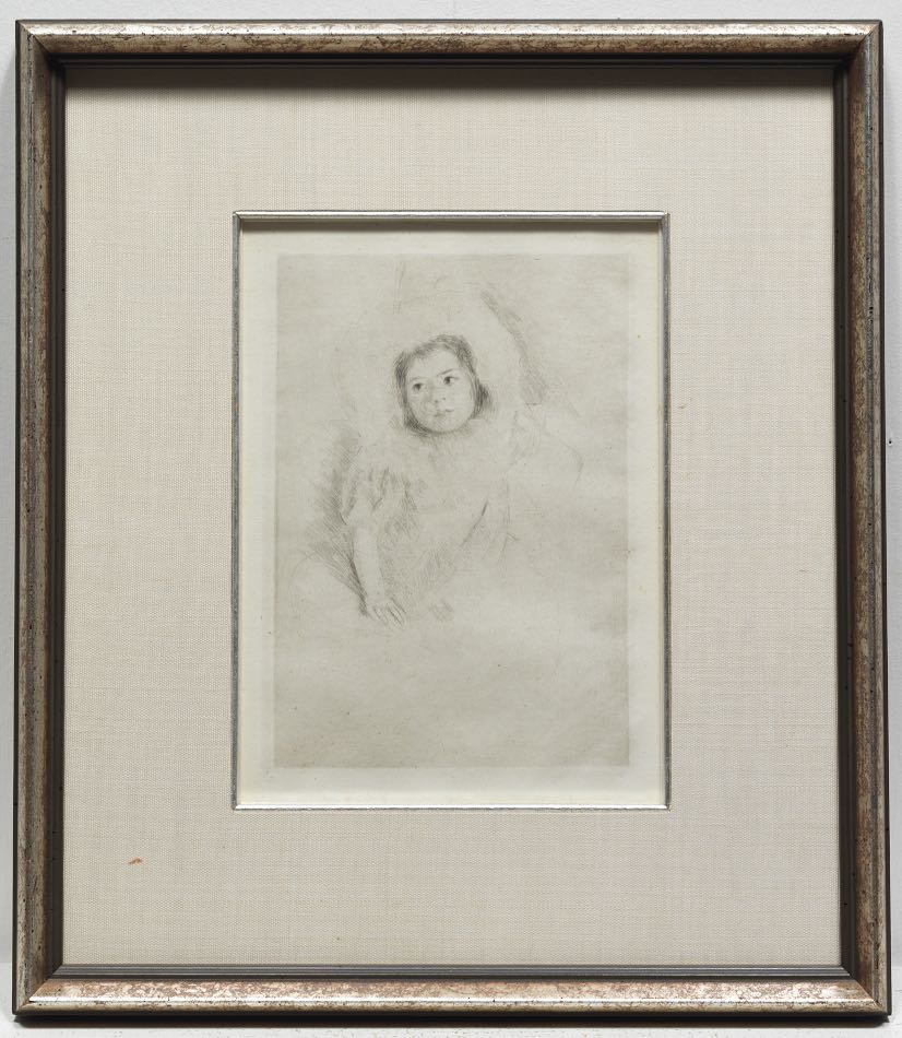Mary Cassatt (American, 1845-1926) "Margot Wearing a Bonnet, No. 1". Drypoint etching on chain lined - Image 2 of 6