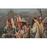 Jack Richard (American, 1922-2014) Untitled. Oil on canvas depicting North Western Natives and