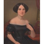 American School (19th Century) Portrait of a Young Woman. Oil on canvas, unsigned, in a wide