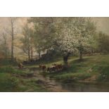 Carl Philipp Weber (German/American, 1850-1921) "Springtime at Coatesville, PA". Oil on canvas,