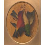 Michelangelo Meucci (Italian, 1840-1909) Bird trompe l'oeil. Oil on board, signed and inscribed