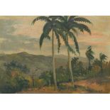 Jose Vives-Atsara (Spanish/American 1919-2004) "Sunset in Caracas." Oil on board, signed in the