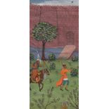 An Antique Indian Manuscript Page Polychrome minutely painted manuscript page depicting the