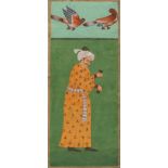 An Antique Indian Manuscript Illumination Polychrome minutely painted manuscript page with gilt