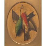 Carlo Coppini (Italian, 19th Century) Bird trompe l'oeil. Oil on board, signed and inscribed Firenze