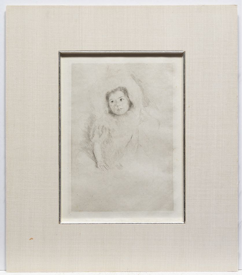 Mary Cassatt (American, 1845-1926) "Margot Wearing a Bonnet, No. 1". Drypoint etching on chain lined - Image 3 of 6