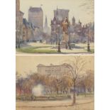 Hely Augustus Morton Smith (British, 1862-1941) A pair of cityscapes. Watercolor on paper; signed,