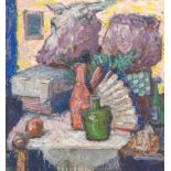 Irving Kraut Manoir (American, 1891-1982)  Still Life. Oil on canvas, mounted down onto homosote