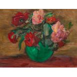 Walter Alexander Bailey (American, 1894-1989)  "Pink and Red Roses". Oil on canvasboard, signed in