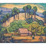 Irving Kraut Manoir (American, 1891-1982)  Tropical Farm. Oil on canvas, not signed, not stretched