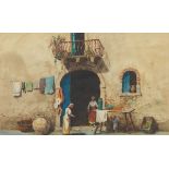 Charles King Wood (American, 1869-1942) "Doorway in Taoromina Sicily". Watercolor on paperboard,