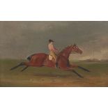 English Jockey Painting of the Winner of Champagne Stakes at Doncaster on September 12th, 1842 Oil