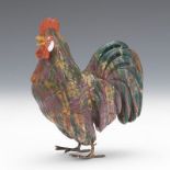 Gemstone Carving of a Rooster, Signed A multi-gemstone rendering of a rooster, with faceted clear