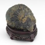 Carved German Labradorite Hedgehog Naturalistically carved figurine of a hedgehog with clear stone