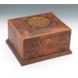 Flame Mahogany Storage Box Shaped base with squared shape box with mirror mahogany veneers with a