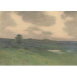 Charles Warren Eaton (American, 1857 - 1937) Green field landscape. Pastel on paper, signed in lower
