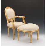 Glitzy Miniature Louis XV Style Chair and Bench Miniature Louis XV style chair and ottoman with