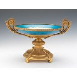 French d'Ore Bronze and Porcelain Armorial Centerpiece, ca. 19th Century Heavy d'Ore bronze