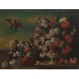 Continental School, ca. 18/19th Century Depicting a still life with a basket of tulips, roses and