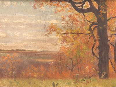 Nelson Moore (American, 1824-1902) Autumn Landscape. Oil on canvas, signed in lower right, inscribed