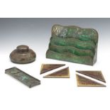 Tiffany Studios Pine Needle Desk Accessories, American, ca. 1899-1920 Consisting of seven pieces