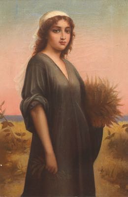 Unsigned Painting of Ruth after Charles Landelle "Ruth". Oil on canvas, unsigned, in an Italian