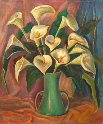 Walter Alexander Bailey (American, 1894-1989) "Calla Lilies". Oil on canvas, signed in the lower