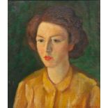 Walter Alexander Bailey (American, 1894-1989) Portrait of a lady in yellow. Oil on canvasboard,
