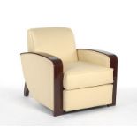 Art Deco Style Palisander Club Chair, by Anne Hauck Art Deco Streamline club chair with waterfall