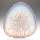 Large Latticino Dish, 20th Century 3" x 18"Opalescent glass with a lavender edge, the center