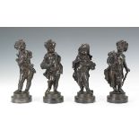 After Claude Michel Clodion (French, 1738-1814) 7 1/2" Four Seasons. Four bronze statues, unsigned