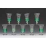 Fry Glass Water Goblets, set of Nine, ca. Early 20th Century  3-3/8"D x 6-1/2"T Translucent glass