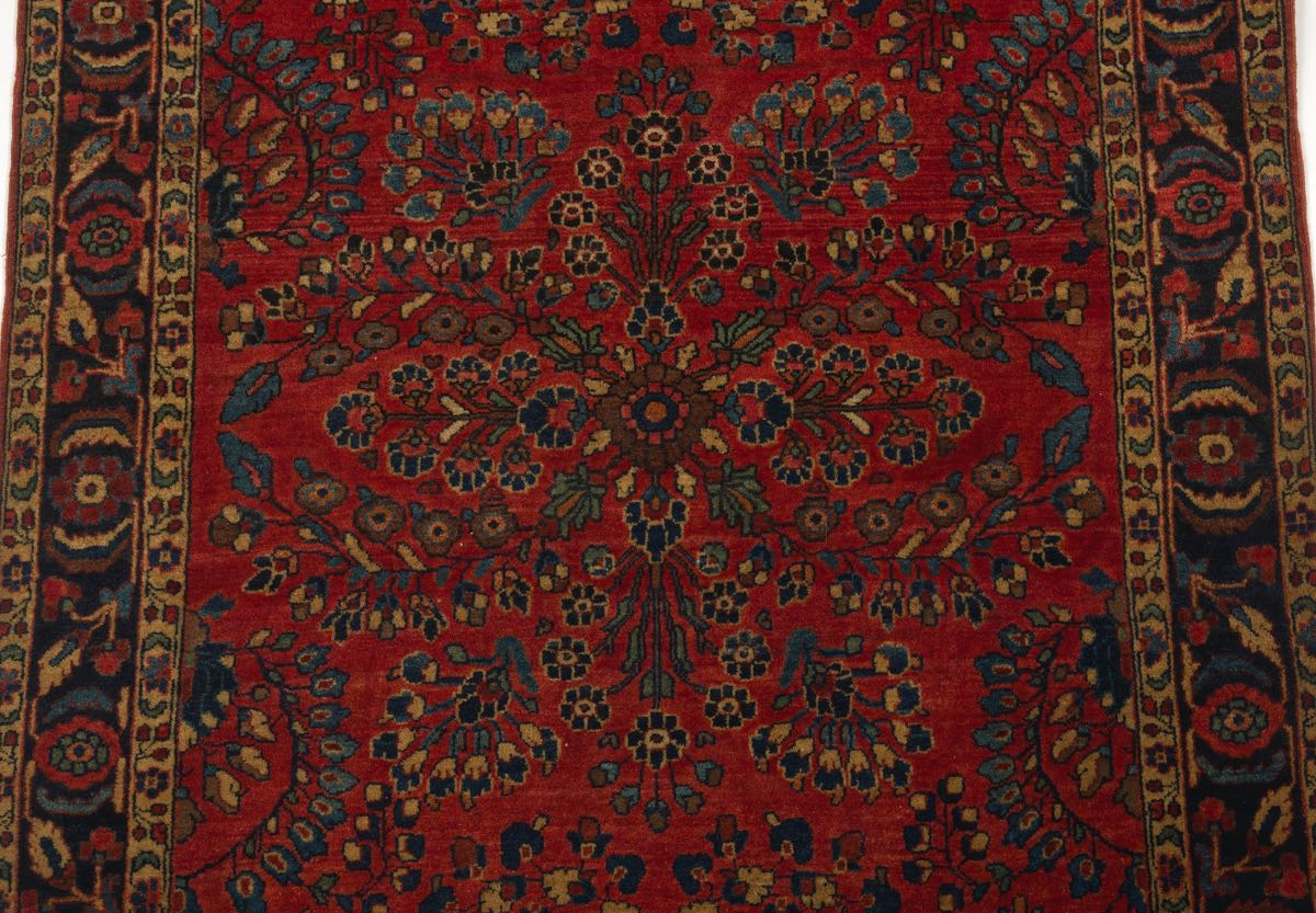 Sarouk Carpet, 20th Century 5' x 3'6"Low dense wool pile on cotton weft. Field with central - Image 2 of 2