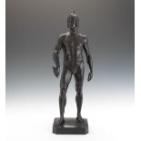 After Emil Picault 21" x 7-1/2" x 5"Cast bronze sculpture of a soldier, unsigned, on beveled