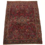 Sarouk Carpet, ca. 1900 4'11" x 3'5"Wool on cotton, thick pile, very dense, with flowering vase