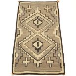 Navajo Rug, ca. 1900 6'2" x 3'3'Tight weave, natural dyes, wool, with lazy lines, sewn edges, two